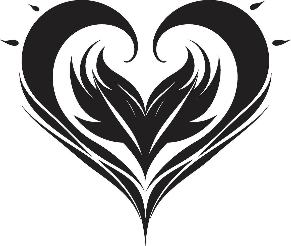 Abstract Love Symbol Modern Heart Shape Minimalist Heart Sophisticated Black Graphic Element vector