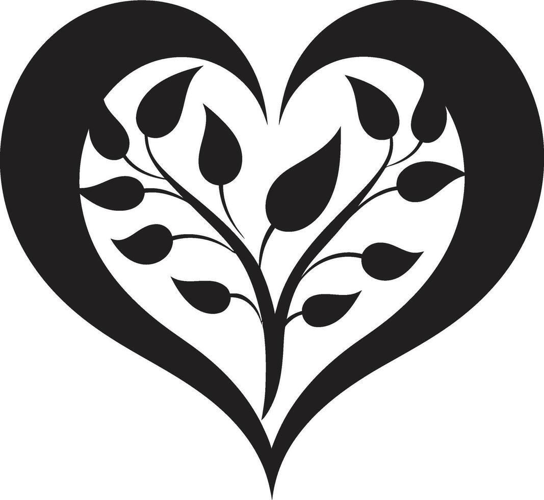 Elegant Black Heart Graceful Emblem Intricate Heart Silhouette Stylish Abstract Symbol vector