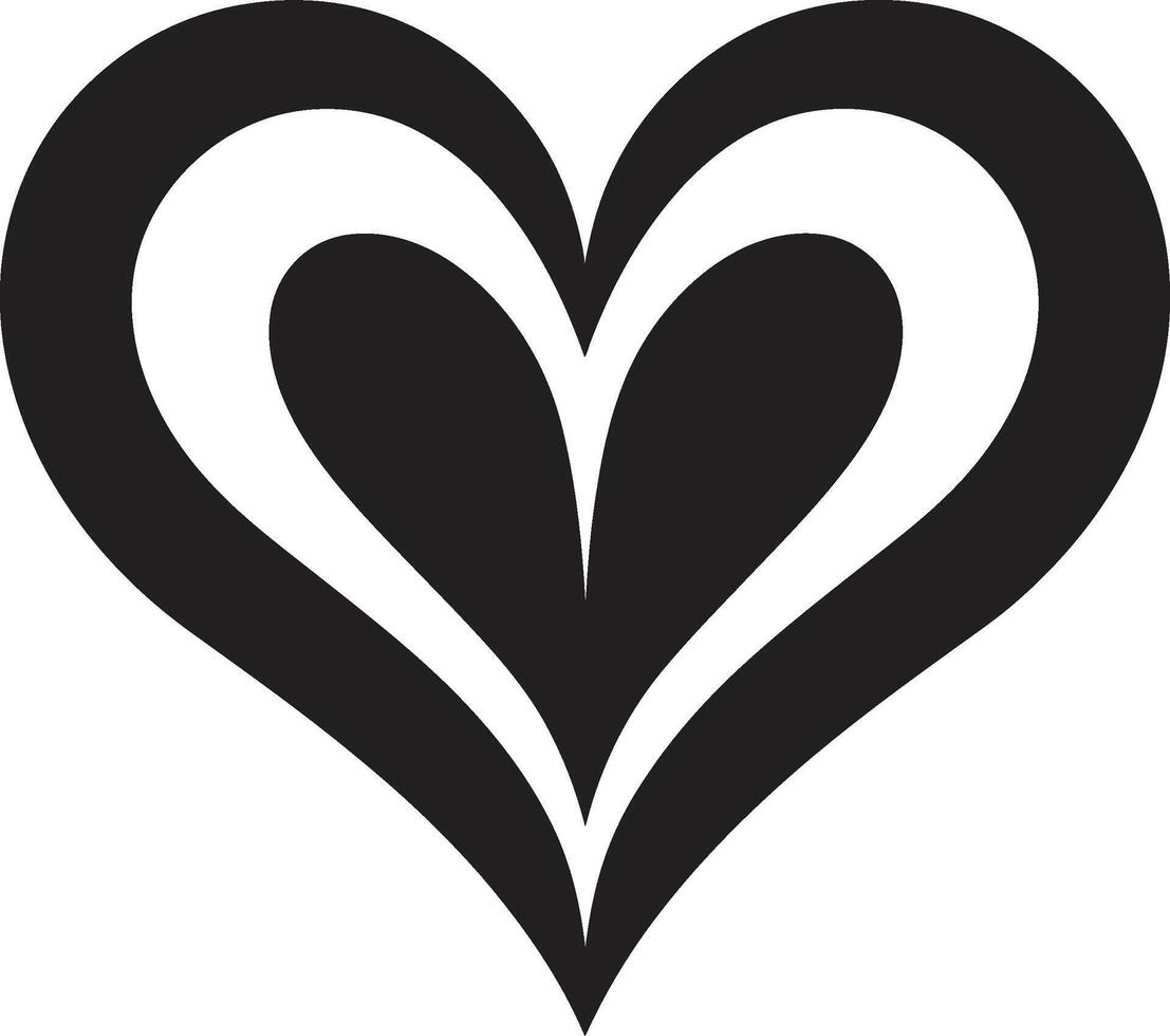 Elegant Black Heart Contemporary Decorative Emblem Intricate Heart Silhouette Sophisticated Black Abstract Symbol vector