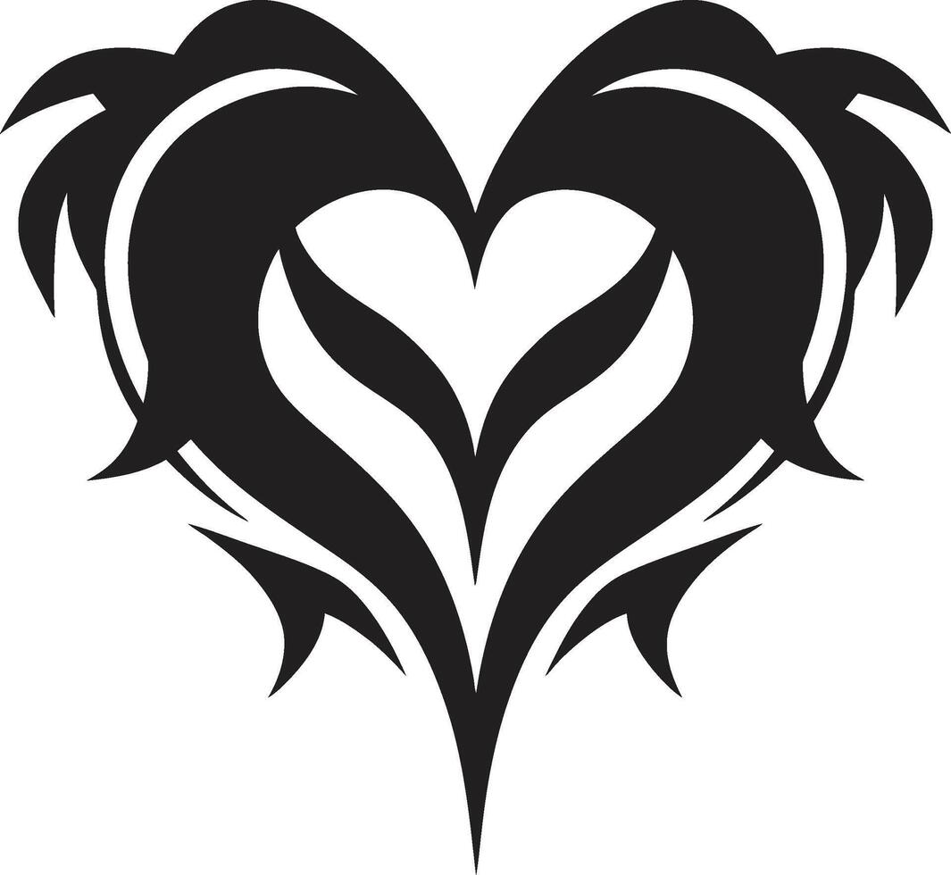 Chic Decorative Minimalistic Black Heart Abstract Love Symbol Elegant Decorative Heart vector