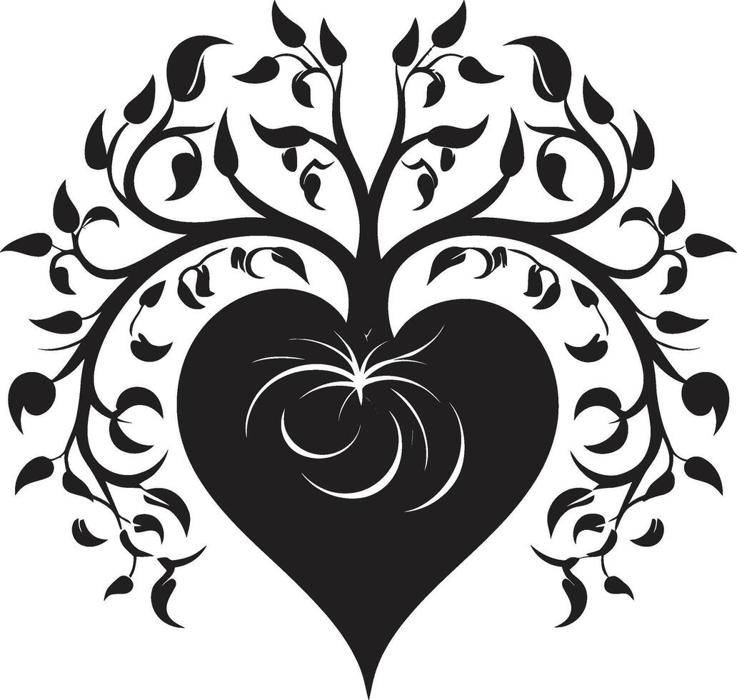 Graceful Abstract Heart Contemporary Graphic Element Chic Decorative Sophisticated Black Heart Emblem vector