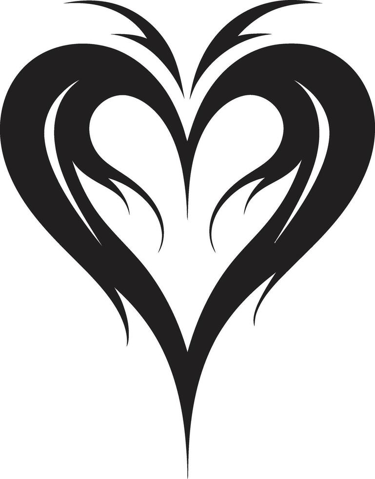 Elegant Black Heart Modern Abstract Intricate Heart Silhouette Sleek Black vector