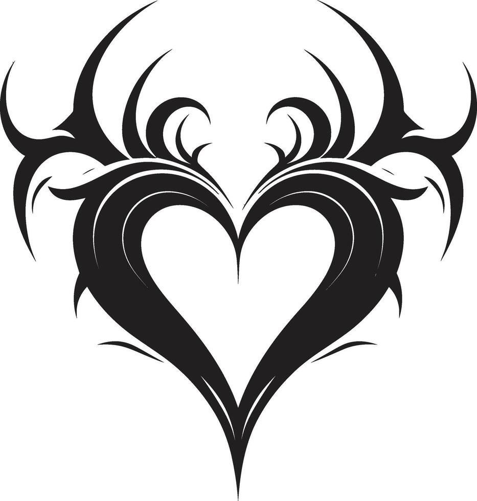Sleek Heart Intriguing Black Decorative Symbol Graceful Abstract Heart Contemporary Element vector