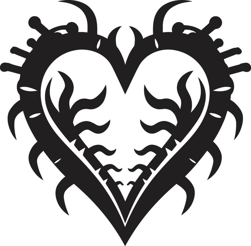 Minimalist Heart Sophisticated Black Graphic Element Elegant Black Heart Contemporary Decorative vector