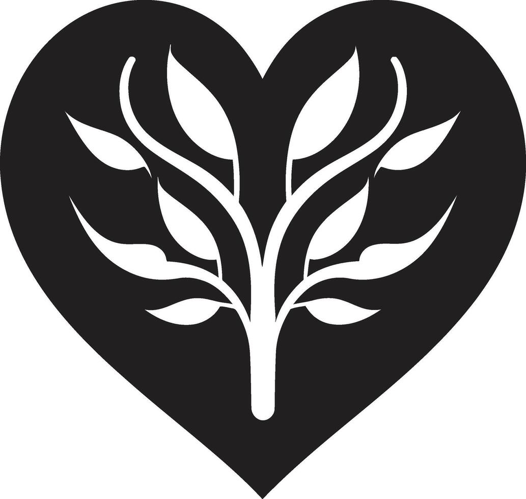 Graceful Abstract Heart Modern Symbol in Black Chic Decorative Refined Black Heart Shape vector