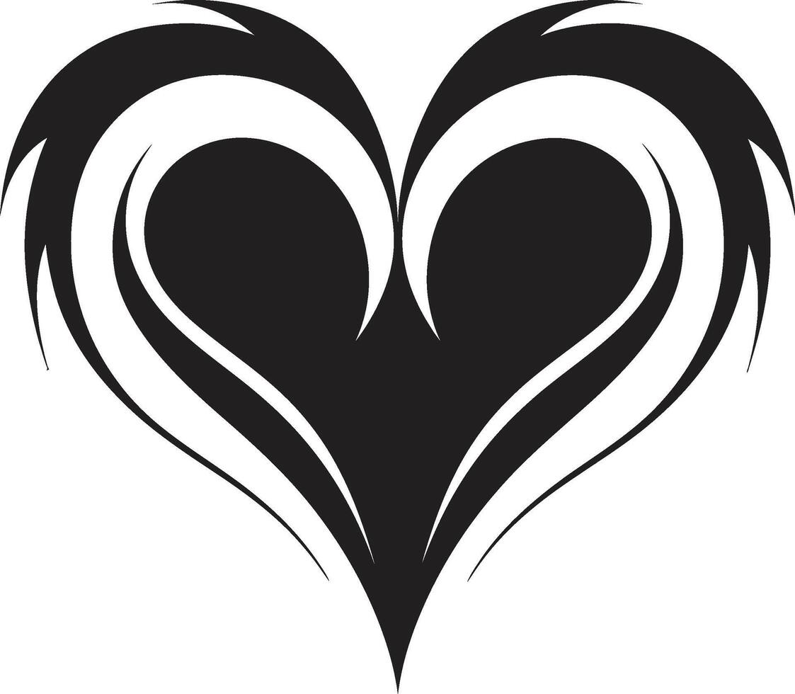 Intricate Heart Silhouette Stylish Black Decorative Element Stylish Minimalist Heart Graceful Abstract Symbol vector