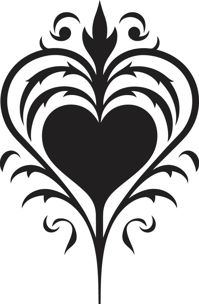 Intricate Heart Silhouette Minimalistic Black Stylish Minimalist Heart Elegant Abstract Emblem vector