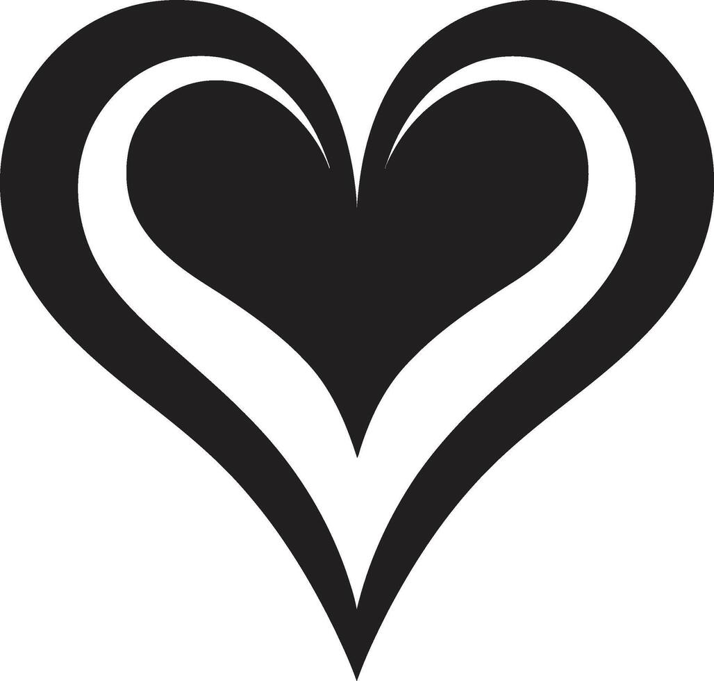 Chic Decorative Modern Heart Abstract Love Symbol Stylish Black Heart vector