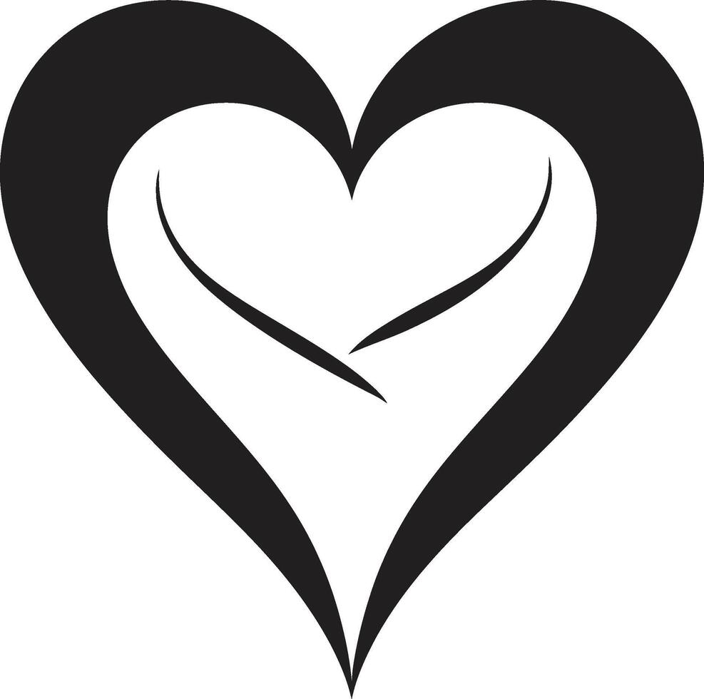 Contemporary Black Heart Elegant Graphic Sophisticated Heart Intriguing Black Abstract Symbol vector