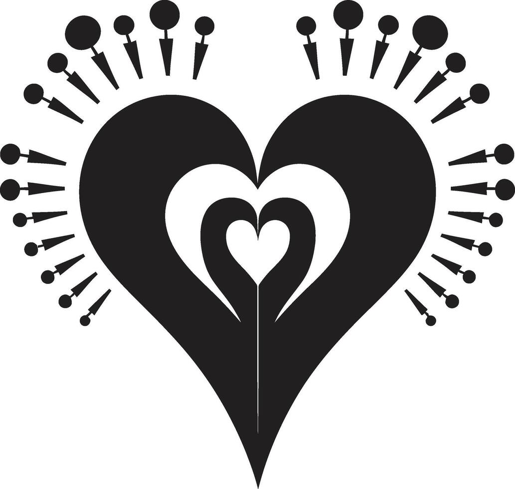 Intricate Heart Silhouette Refined Black Abstract Symbol Stylish Minimalist Heart Sleek Element vector