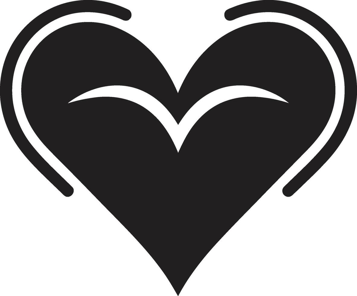 Chic Black Heart Sleek Decorative Symbol Sophisticated Heart Emblem Minimal vector