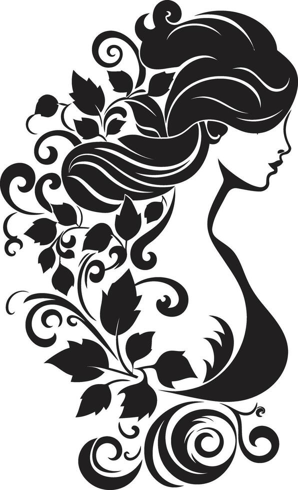 Clásico florecer belleza floral frontera noir floral musa mujeres cara vector
