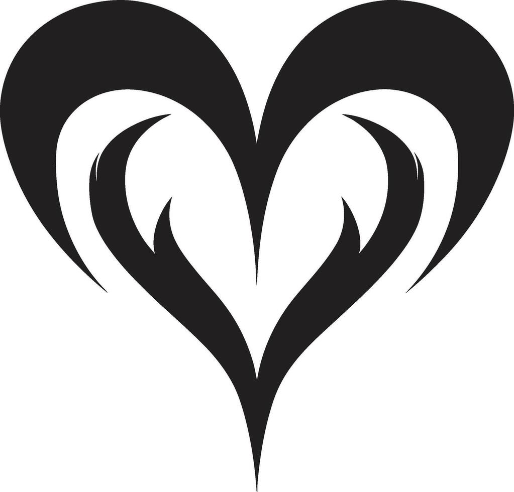 Chic Decorative Sophisticated Black Heart Emblem Abstract Love Symbol Modern Abstract Heart vector