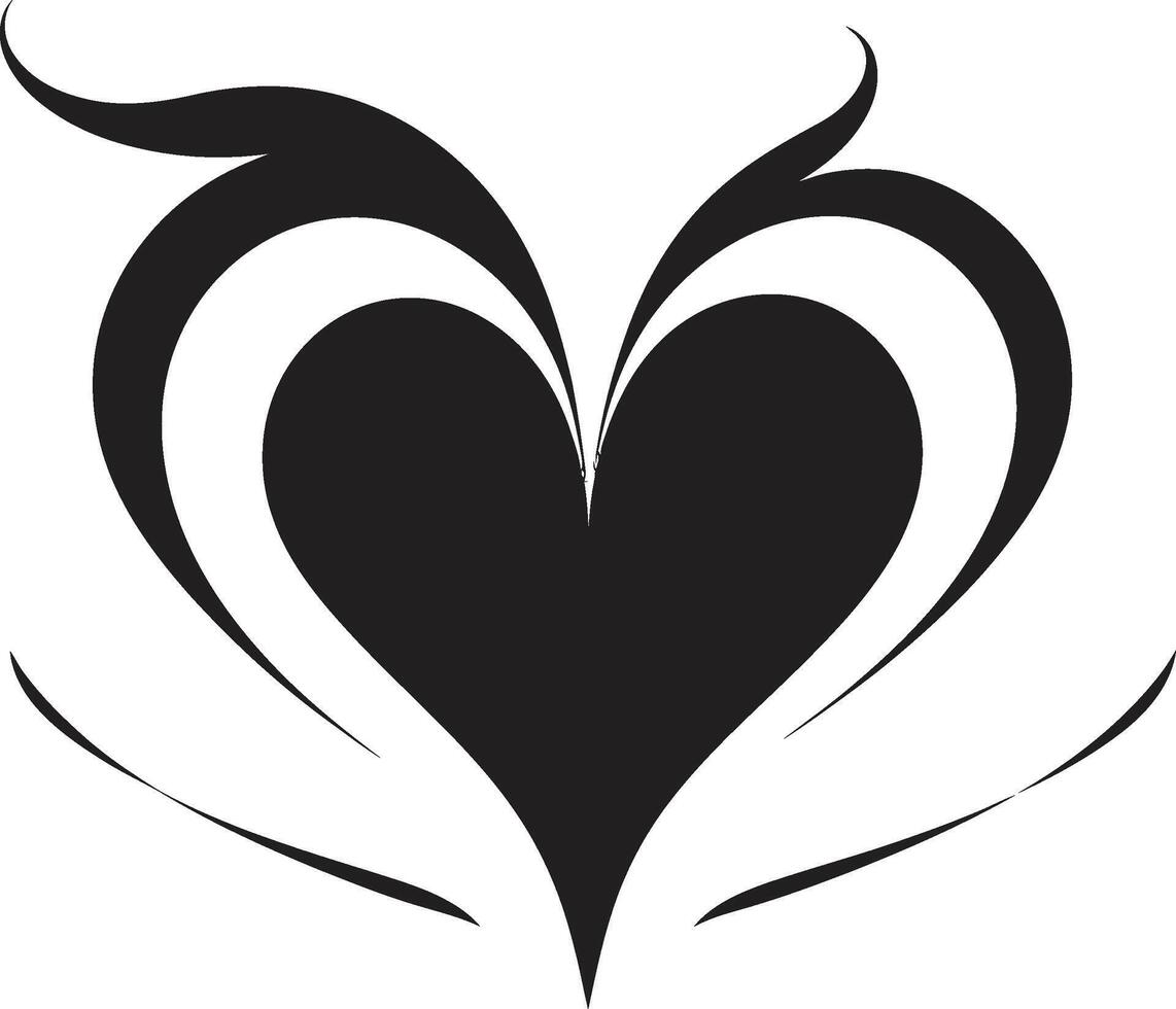 Abstract Love Symbol Modern Graphic Heart Minimalist Heart Refined Black Abstract Symbol vector