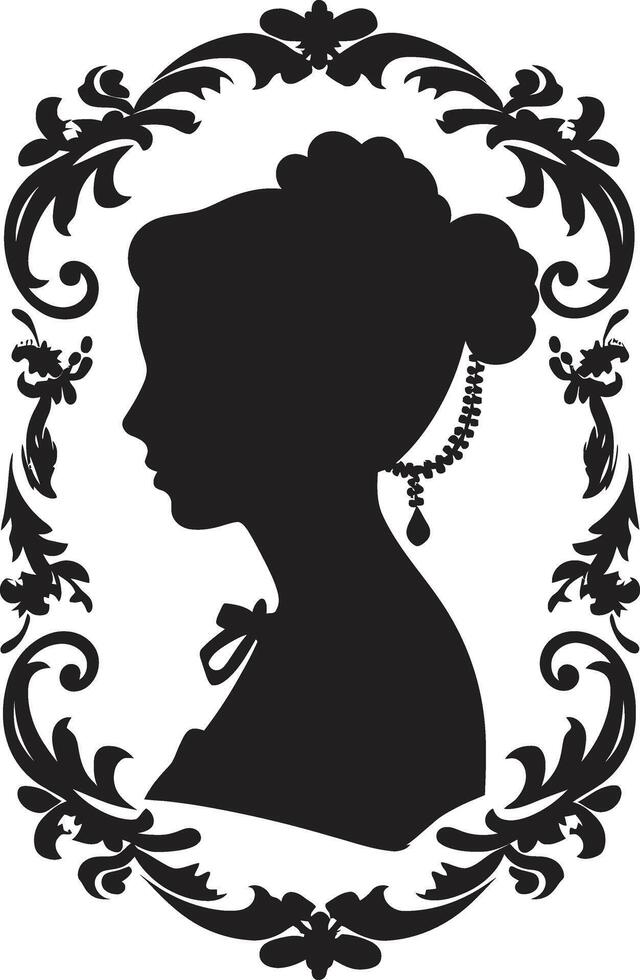 Noir Rose Nostalgia Black Floral Classic Chic Chrysanthemum Womans Face vector
