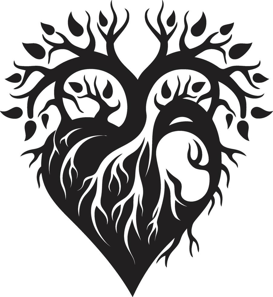 Shadow Dance Stylish Abstract Black Heart Midnight Melody