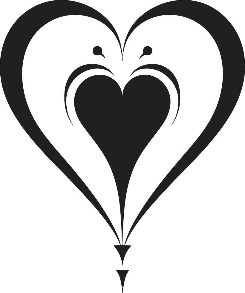 Enigma of Love Elegant Black Heart Symbol in Abstract Shadowed Serenade Stylish Graphics of Black Heart vector