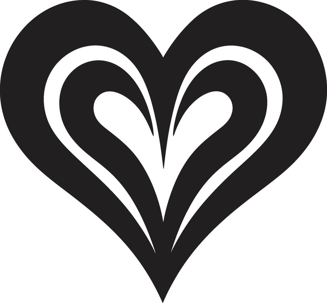 Refined Black Heart Intriguing Symbol Abstract Love Symbol Sleek Heart in Black vector