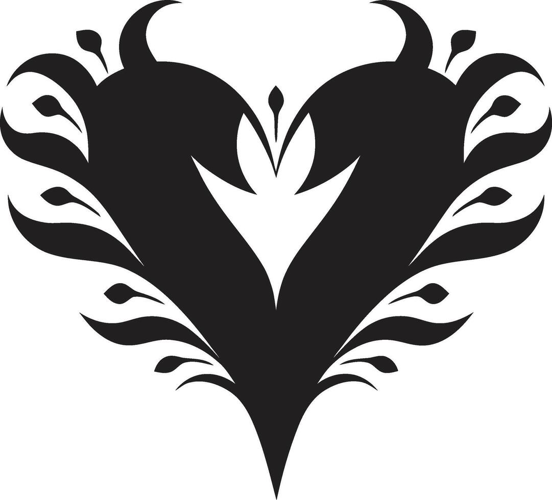 Gothic Grace Sophisticated of Black Heart Nocturnal Noir Chic Abstract Black Heart vector