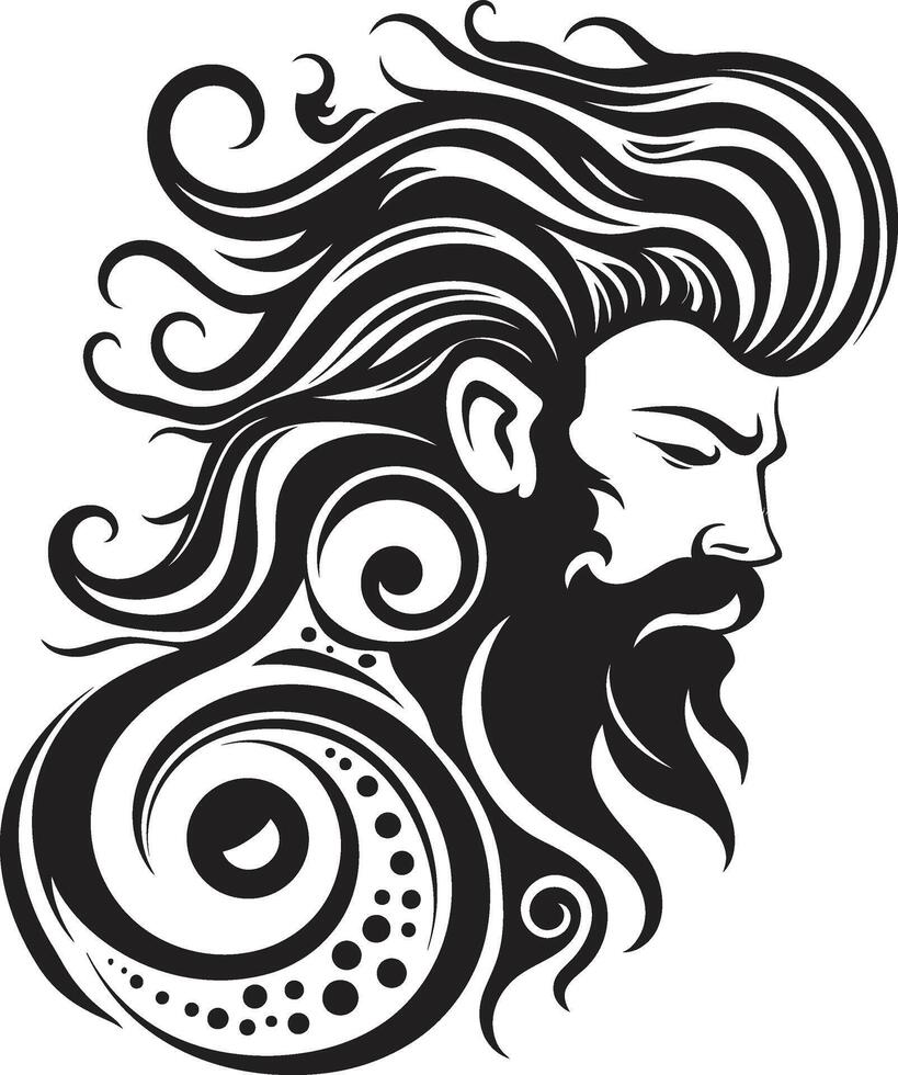 Gothic Gaze Intriguing Abstract Man Face Element Enigma Essence Contemporary Graphics of Black Man Face vector