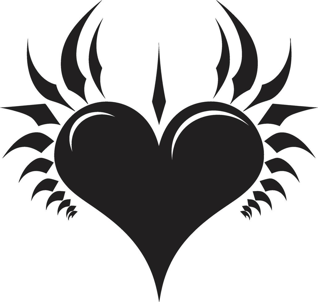 Mystic Obsidian Heart Contemporary Black Heart Shadowed Serenade Minimalistic Abstract Black Heart vector