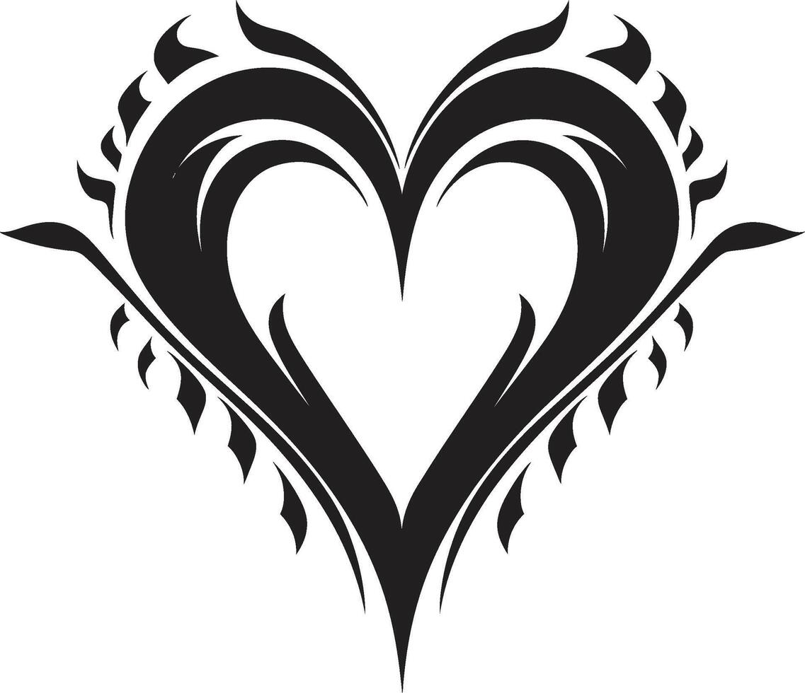 Gothic Grace Abstract Graphics of Black Heart Nocturnal Noir Stylish Black Heart Shape Art vector
