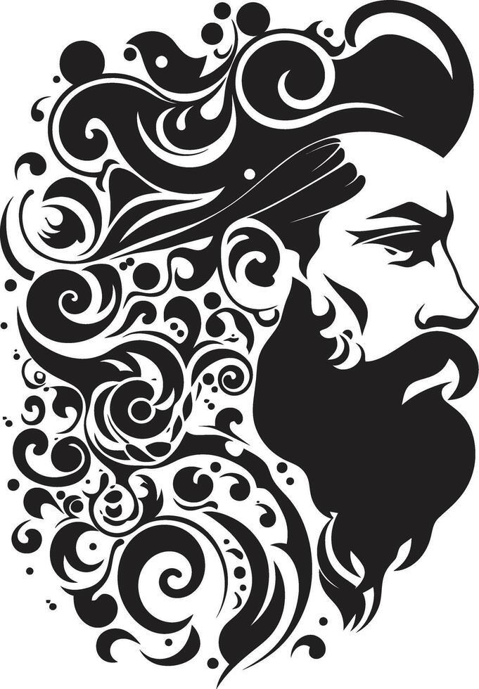Ethereal Expression Chic Graphics of Black Man Face Sleek Shadow Profile Refined Abstract Man Face vector