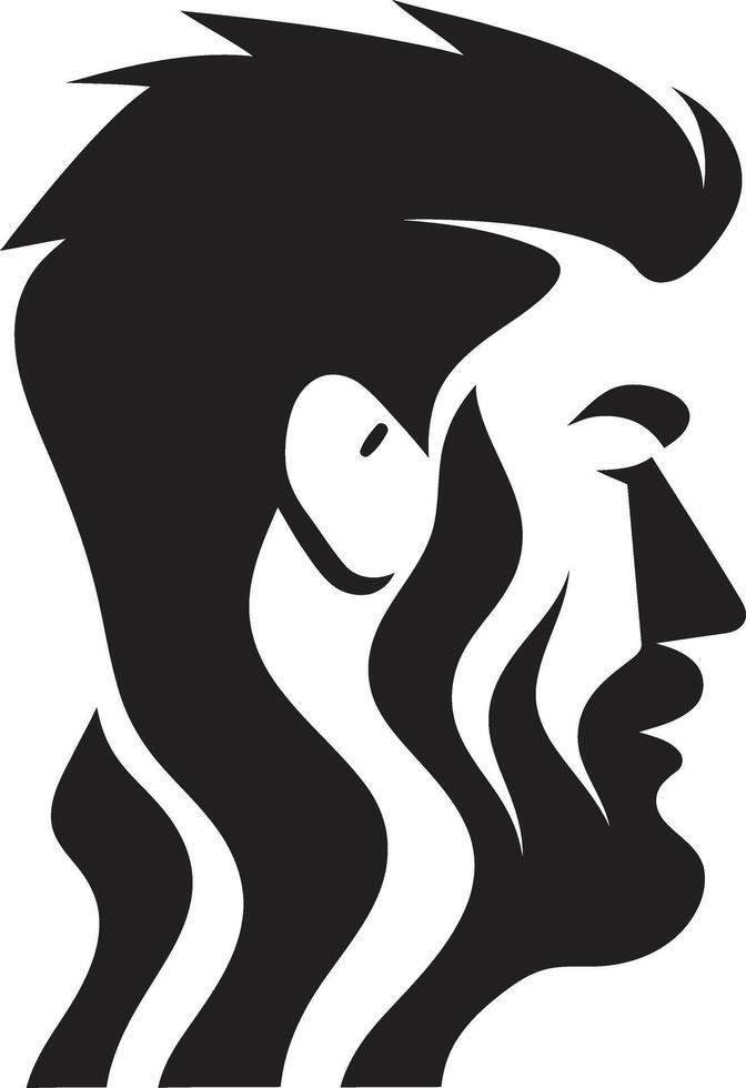 Nocturnal Noir Stylish Abstract Man Face Art Ink Noir Identity Minimalistic Black Man Face vector