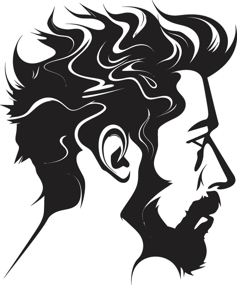 Silhouette Sonata Refined Abstract Man Face Element Mystic Noir Gaze Sophisticated of Black Man Face vector