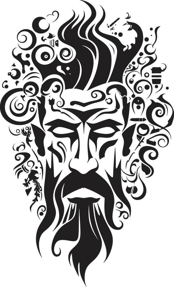 Ethereal Expression Contemporary Graphics of Black Mans Visage Shadowed Gaze Abstract Woman Face in Noir vector