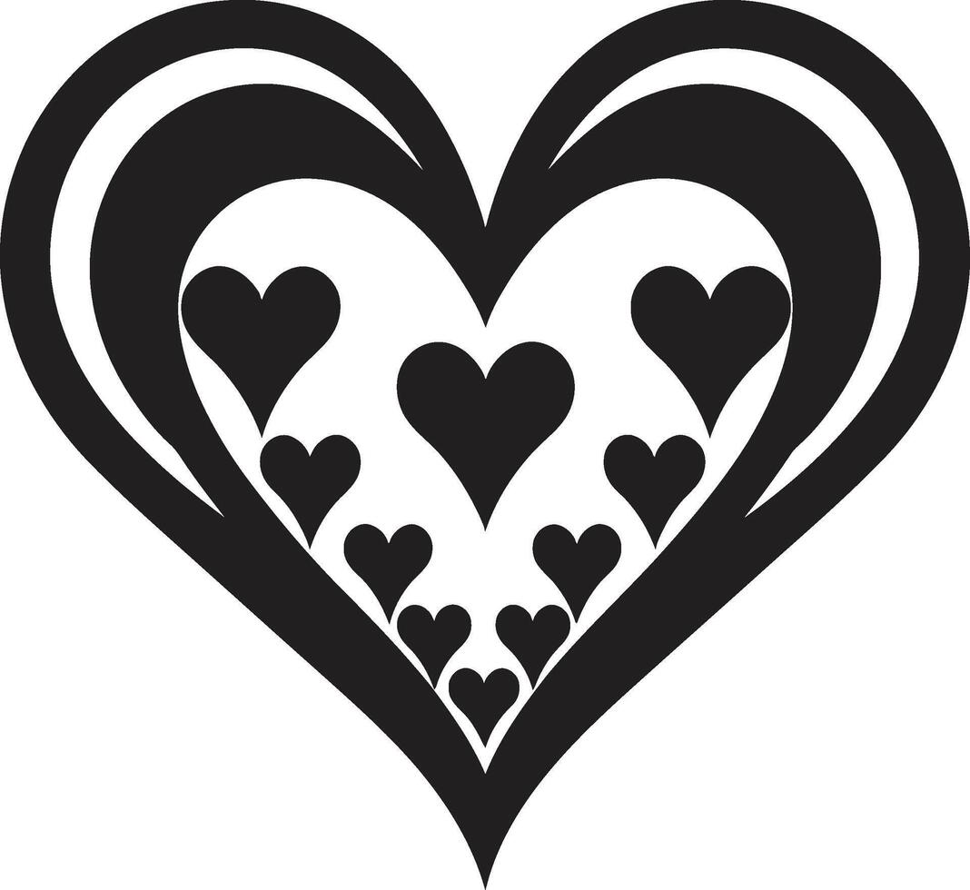 Graceful Abstract Heart Intricate Graphic Symbol Chic Decorative Minimalistic Black Heart vector