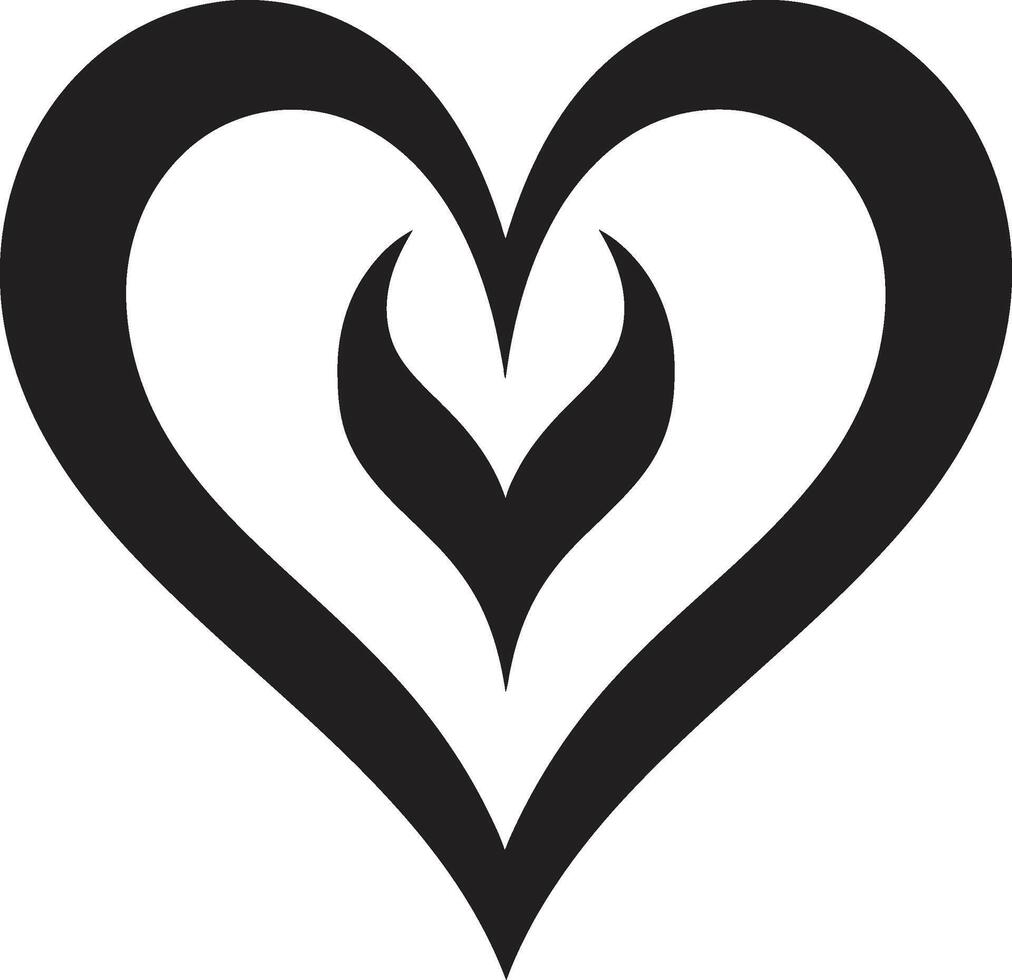 Sleek Heart Minimalistic Black Decorative Contemporary Black Heart Elegant Graphic vector