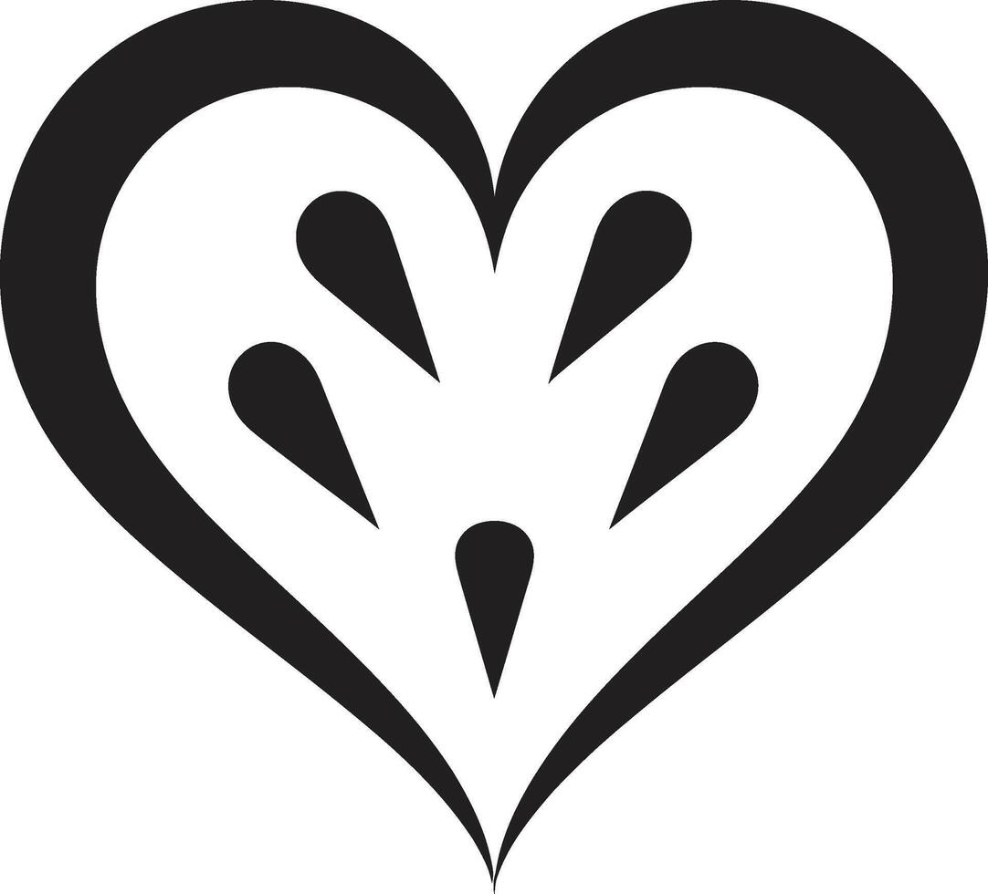 Chic Decorative Sophisticated Black Heart Shape Abstract Love Symbol Modern Graphic Heart vector