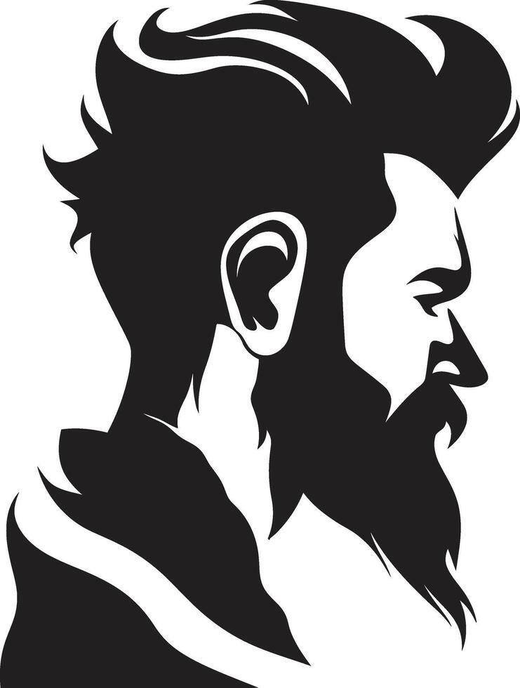 Shadowed Gaze Abstract Man Face in Noir Mystic Silhouette Intriguing Black Abstract Man Face vector