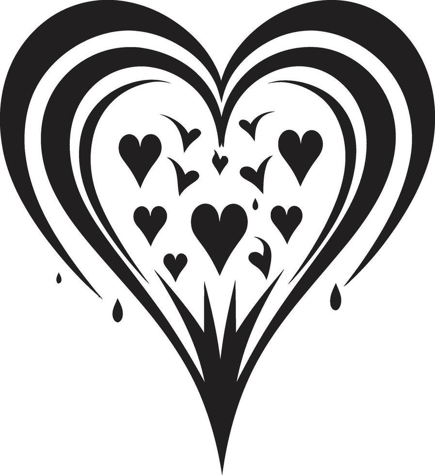 Graceful Abstract Heart Refined Element Chic Decorative Sophisticated Black Abstract Heart vector