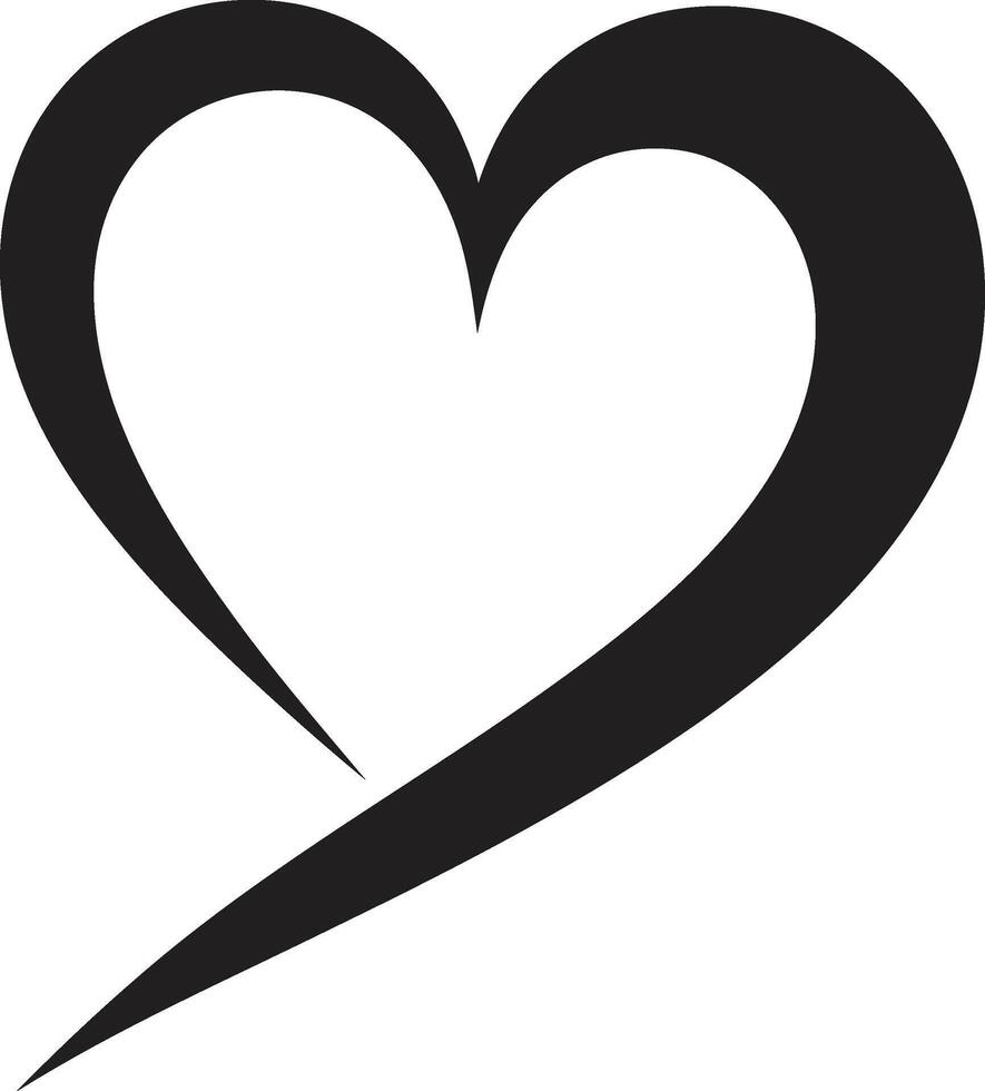 Sophisticated Heart Emblem Modern Decorative Symbol Abstract Love Sleek Black Heart vector