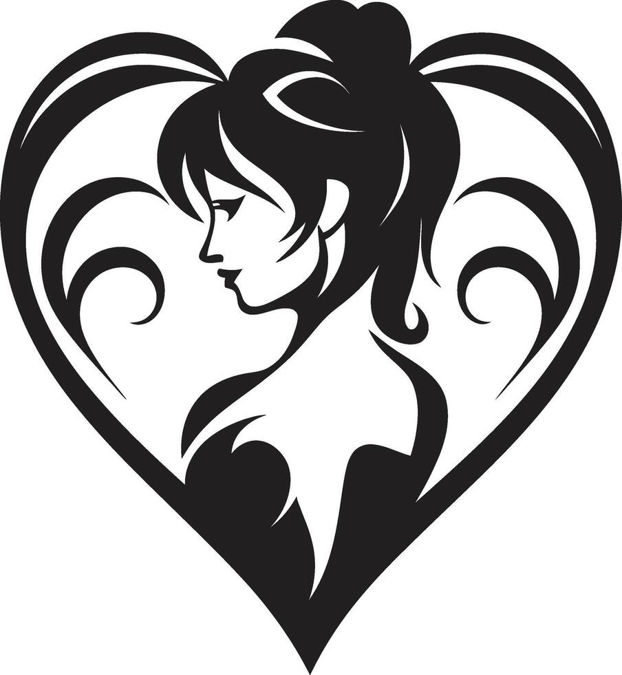 Stylish Minimalist Heart Intriguing Black Graphic with Abstract Elements Sleek Heart Graceful Black Graphic with Decorative Flourishes vector