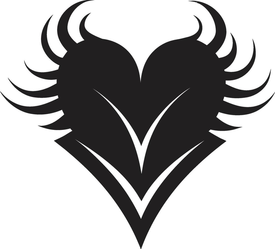 Chic Decorative Modern Black Graphic with Decorative Flourishes Black Symphony Abstract Decorative Heart Shape vector