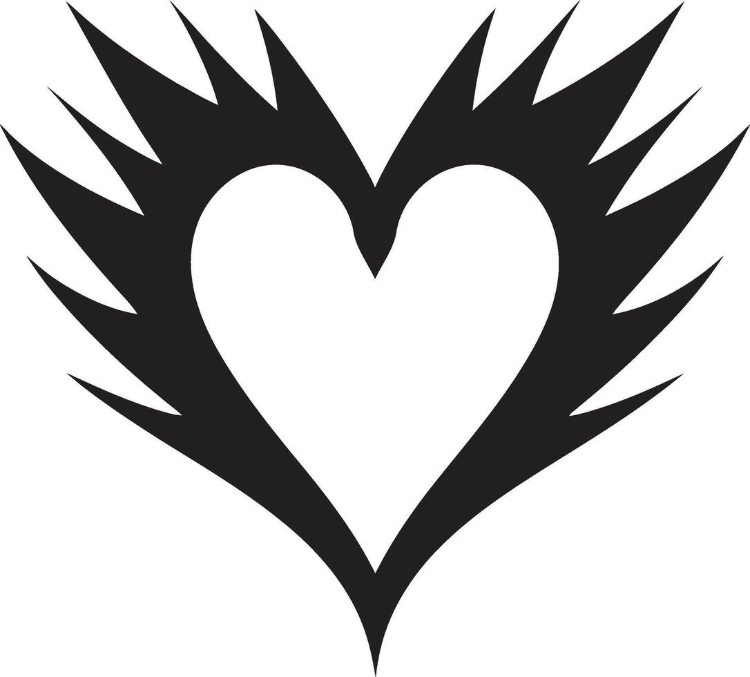 Minimalist Heart Sleek Black Graphic with Abstract Accents Elegant Black Heart Refined Black Graphic with Decorative Elements vector