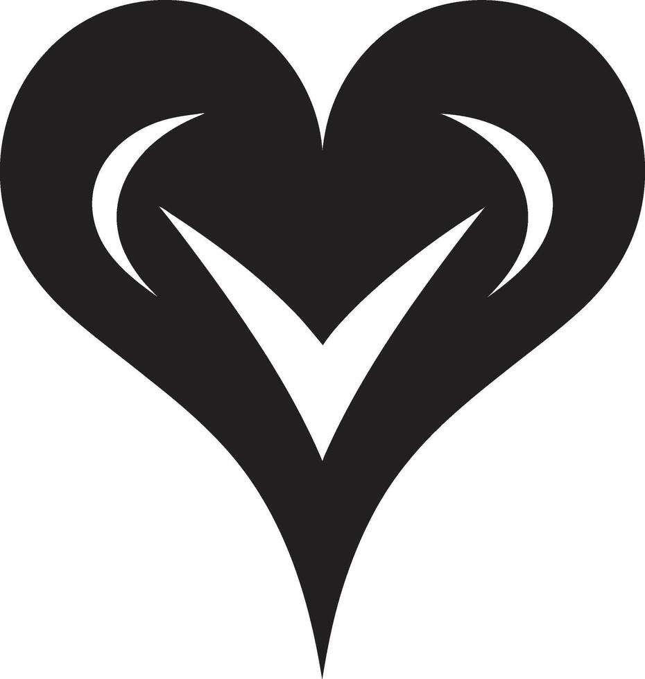 Graceful Abstract Heart Contemporary Black Graphic with Decorative Flourishes Chic Decorative Intricate Black Graphic with Abstract Accents vector
