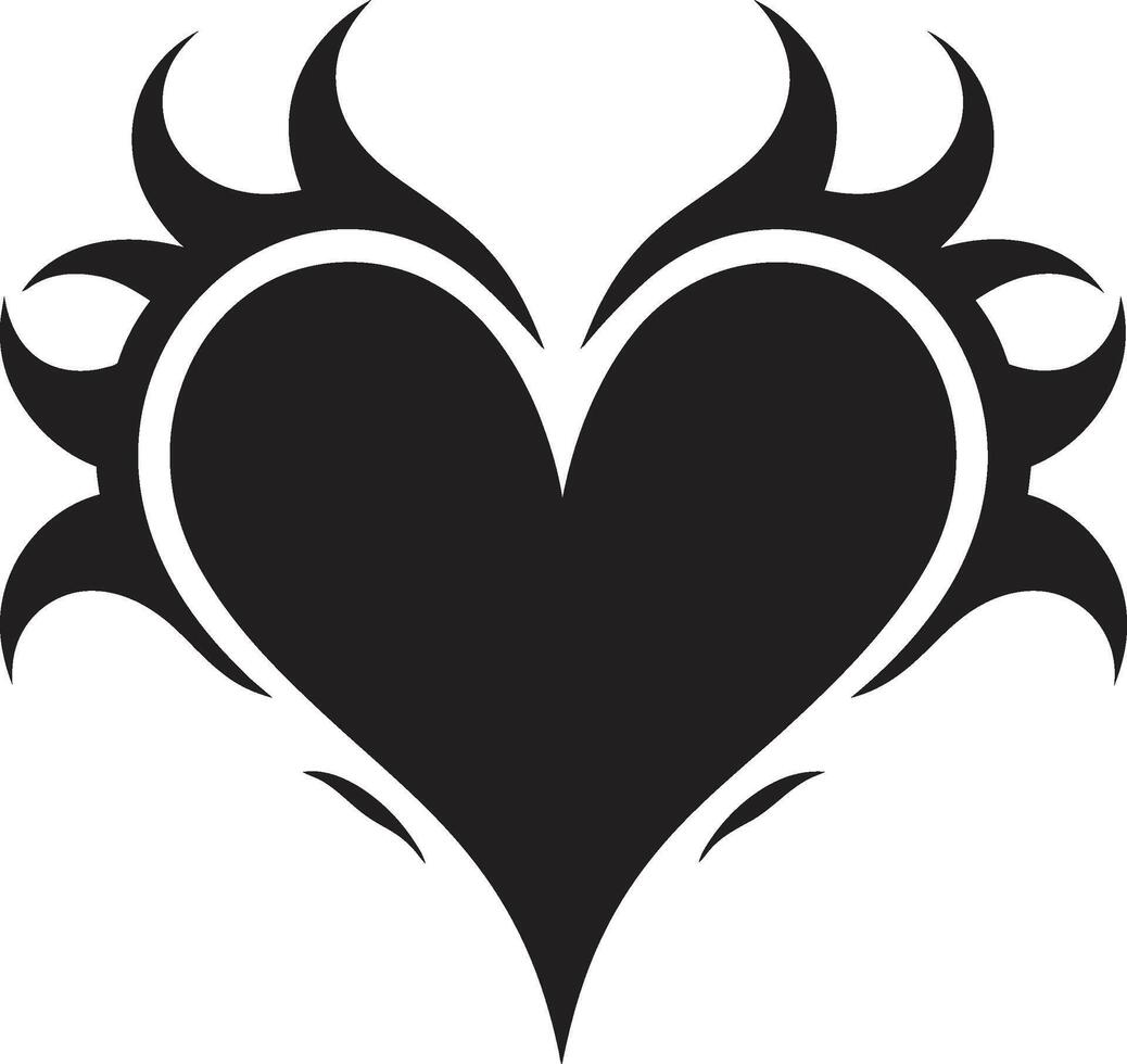 Sleek Heart Intriguing Black Graphic with Abstract Elements Graceful Abstract Heart Contemporary Black Graphic with Decorative Flourishes vector
