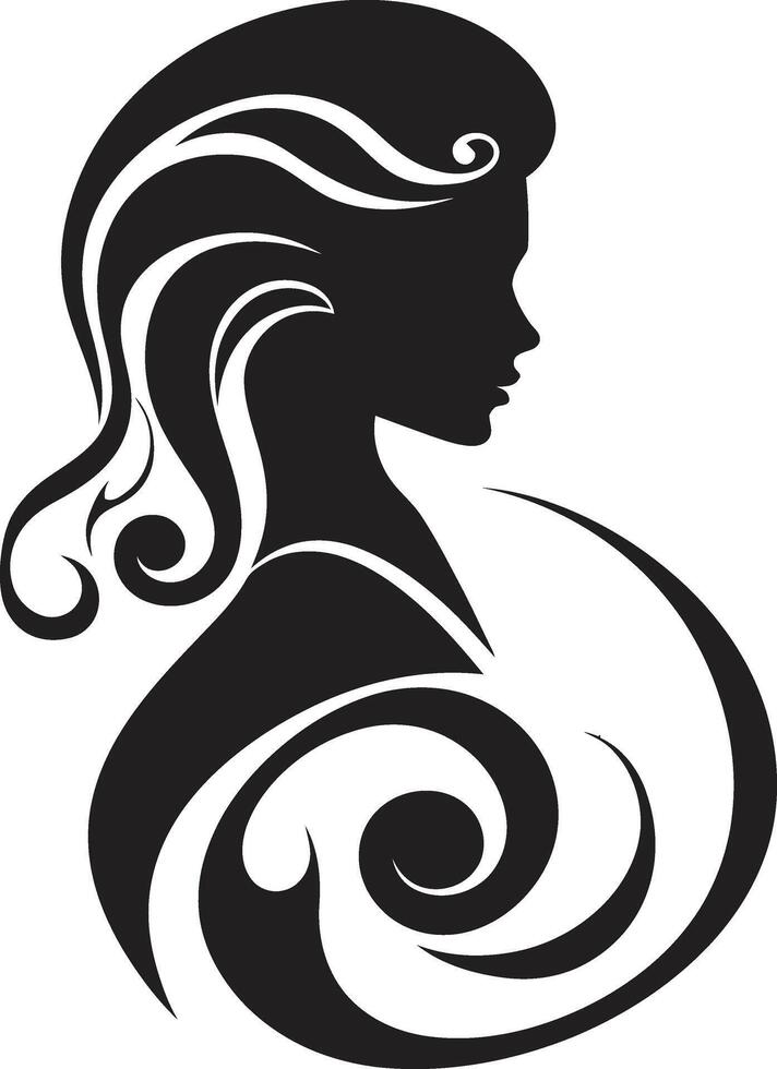Gothic Gaze Sophisticated Abstract Woman Face Graphic Enigma Essence Minimalistic Black Woman Face Element vector