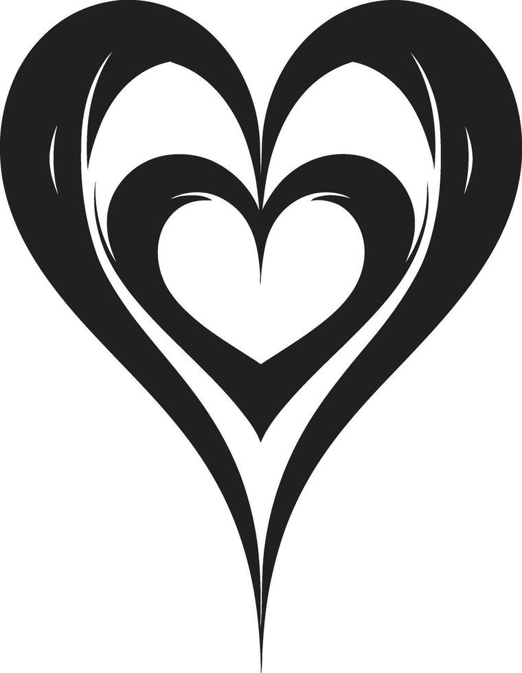 Elegant Black Heart Stylish Black Graphic with Abstract Accents Intricate Heart Silhouette Contemporary Black Graphic with Decorative Elements vector