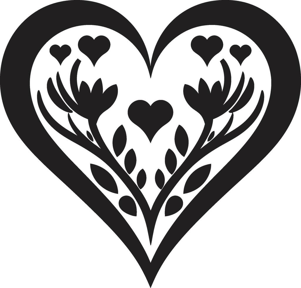 Graceful Abstract Heart Intriguing Graphic with Black Color Scheme Chic Decorative Minimalistic Black Graphic with Abstract Elements vector