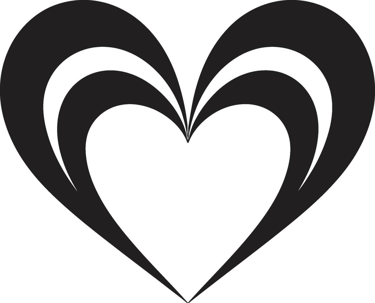 Black Symphony Abstract Decorative Heart Shape Ink Noir Elegance Intricate Graphics of Black Heart vector