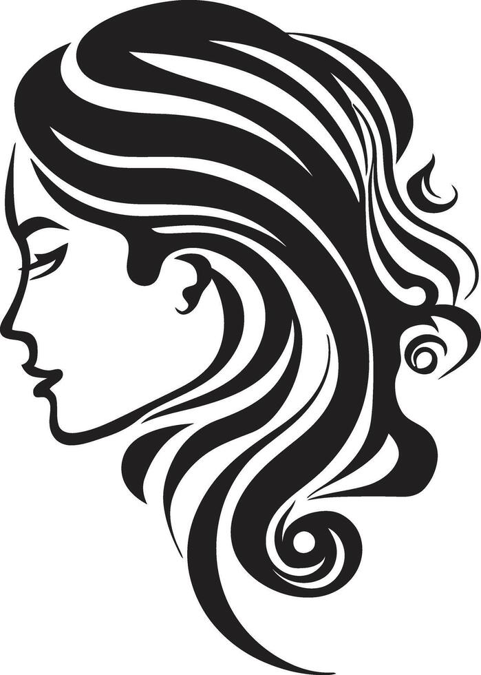 Nocturnal Identity Refined Black Woman Face Element Ink Noir Impression Stylish Abstract Woman Face Graphic vector