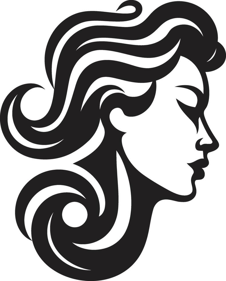 Nocturnal Identity Modern of Black Woman Face Ink Noir Impression Sophisticated Abstract Woman Face Graphic vector