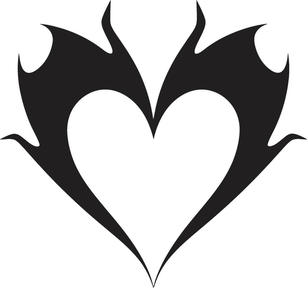 Sleek Heart Sophisticated Black Graphic with Abstract Accents Graceful Abstract Heart Intriguing Graphic with Black Color Scheme vector