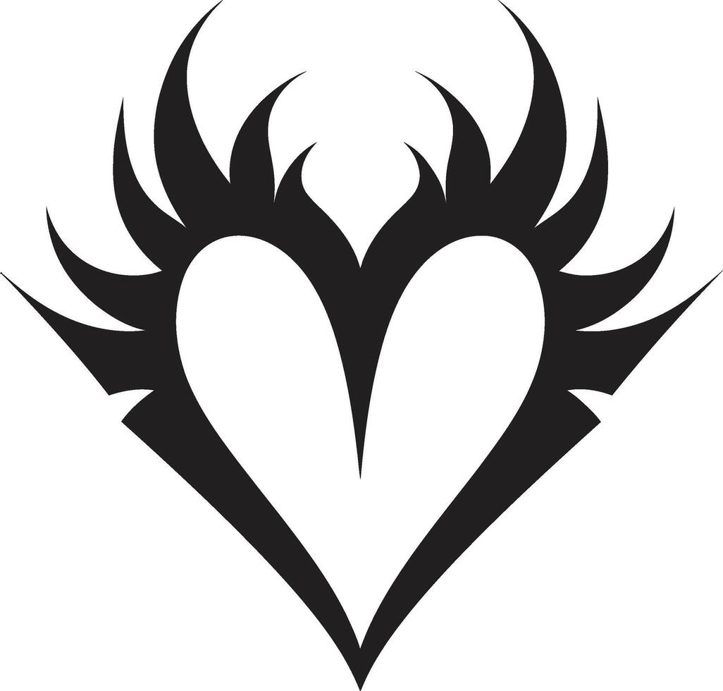 Intricate Heart Silhouette Elegant Black Graphic with Abstract Elements Stylish Minimalist Heart Graceful Black Graphic with Decorative Accents vector
