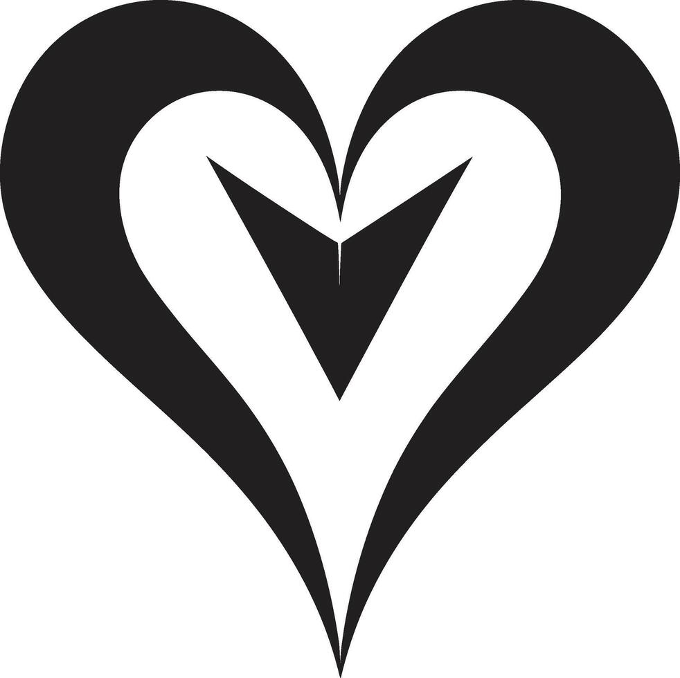 Sleek Heart Graceful Black Graphic with Abstract Flourishes Graceful Abstract Heart Modern Black Graphic with Decorative Accents vector
